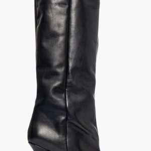 Stivale pelle nero punta quadrata tacco 7 Mrsl26