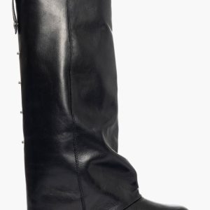 Stivale con risvolto pelle nero  e clip 794