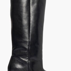 Stivale gambale ampio pelle nero rialzo interno Londra L