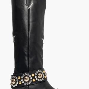 Stivali Oldwest 91 pelle nero stella e borchie