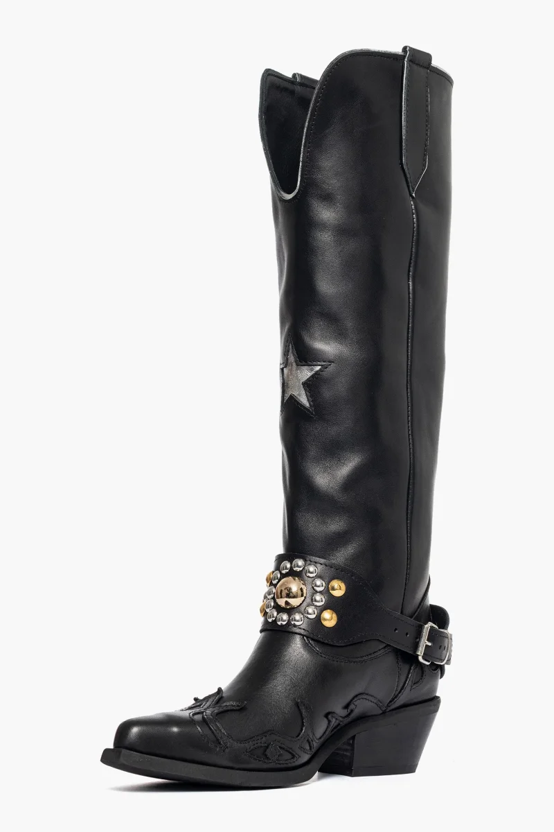 Stivali Oldwest 91 pelle nero stella e borchie - immagine 4