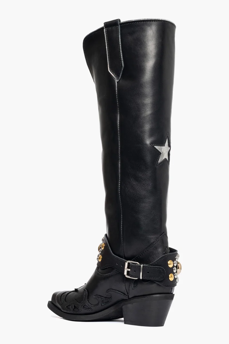 Stivali Oldwest 91 pelle nero stella e borchie - immagine 5