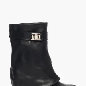 Stivaletti Annachiara 5 pelle nero con risvolto