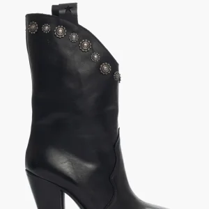 Stivaletti New Cecilia 203 pelle nero con borchie