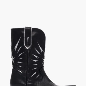 Stivaletti pelle nero e silver Oldwest 83