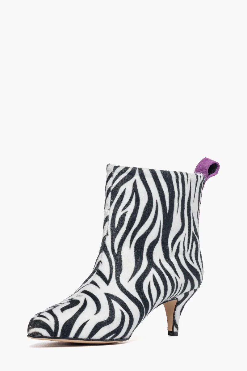 Stivaletti 2504 cavallino sintetico zebrato e riporto camoscio viola - immagine 4