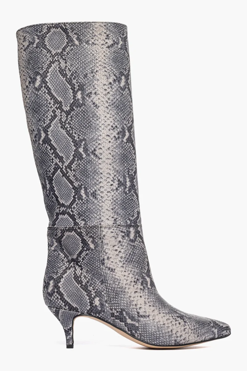Stivale pelle pitone bianco grigio Angel 2662