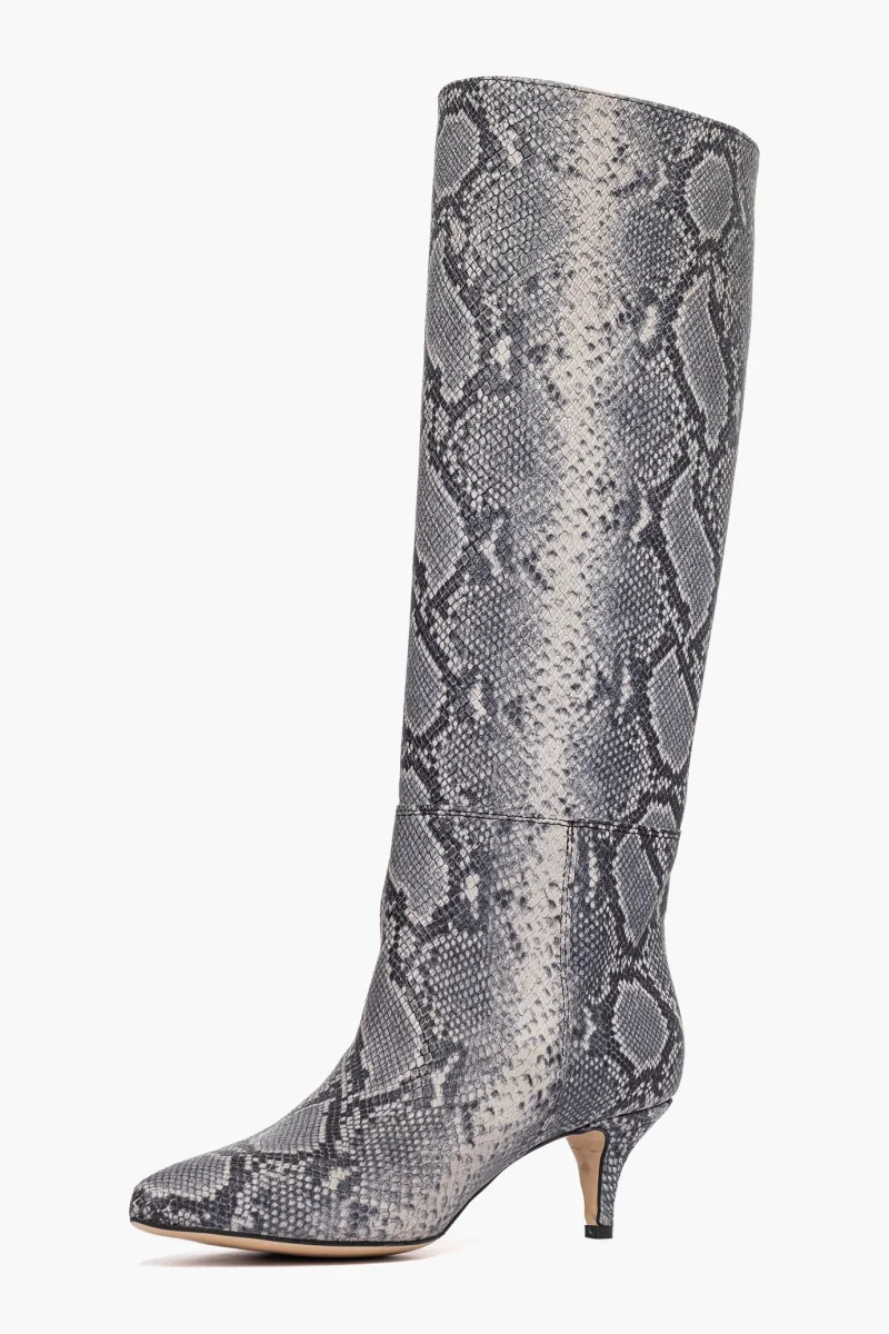 Stivale pelle pitone bianco grigio Angel 2662 - immagine 4