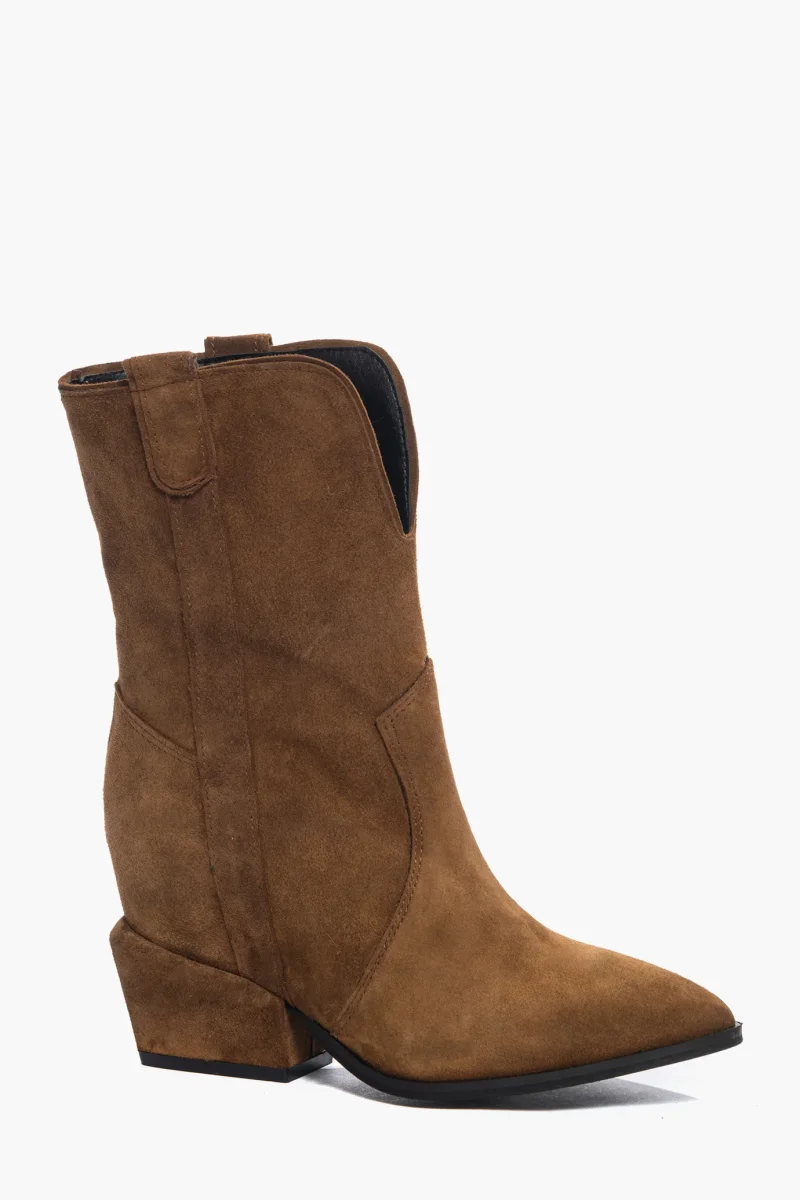 Stivaletti Zoe camoscio cuoio con rialzo interno - immagine 3