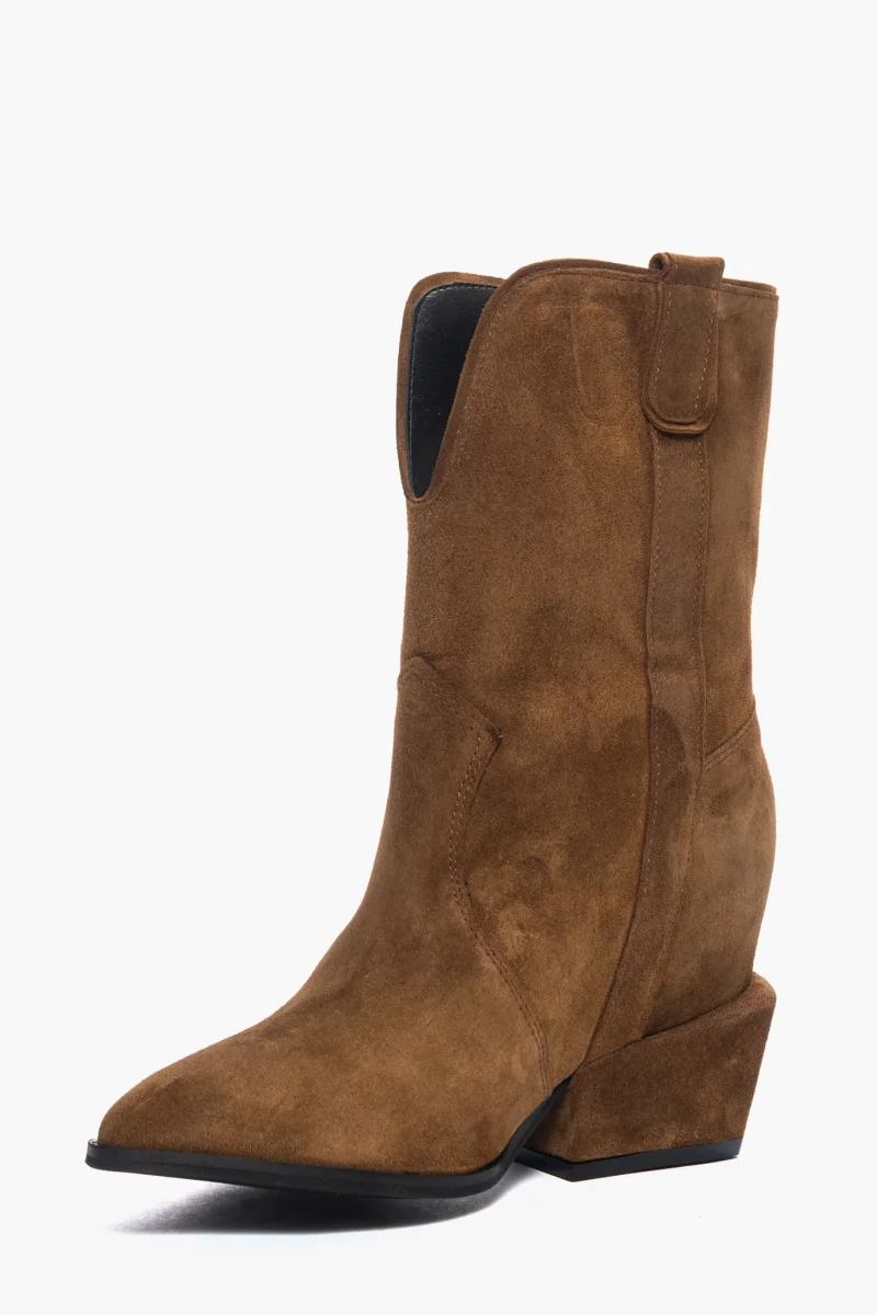 Stivaletti Zoe camoscio cuoio con rialzo interno - immagine 4