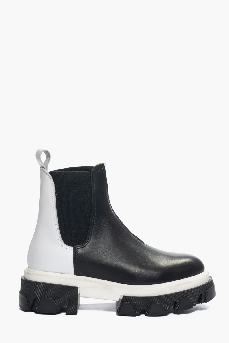 Stivaletti Wake 11 pelle bianco e riporto pelle nero