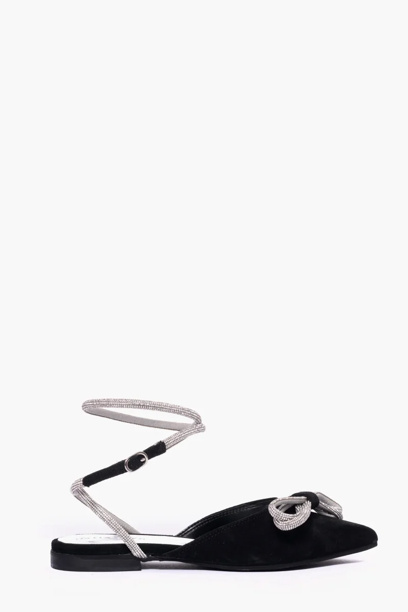 Bambolina Francesca camoscio nero con strass