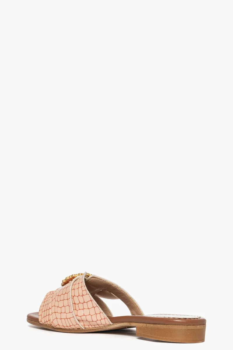 Ciabatta Chic cocco semilucido rosa con fibbia strass - immagine 5