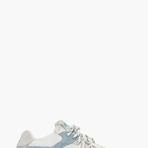 Sneakers Isabel camoscio ghiaccio e celeste doppio laccio