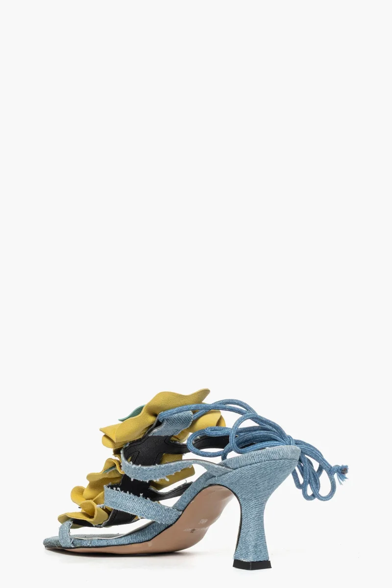 Sandalo Love Fiore denim e camoscio giallo e celeste - immagine 5