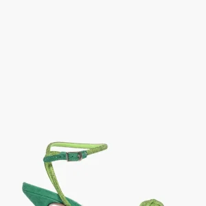 Sandali 2966 camoscio verde e strass verde