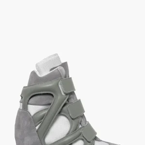 Sneakers Upp String con strappo e rialzo interno pelle e camoscio grigio