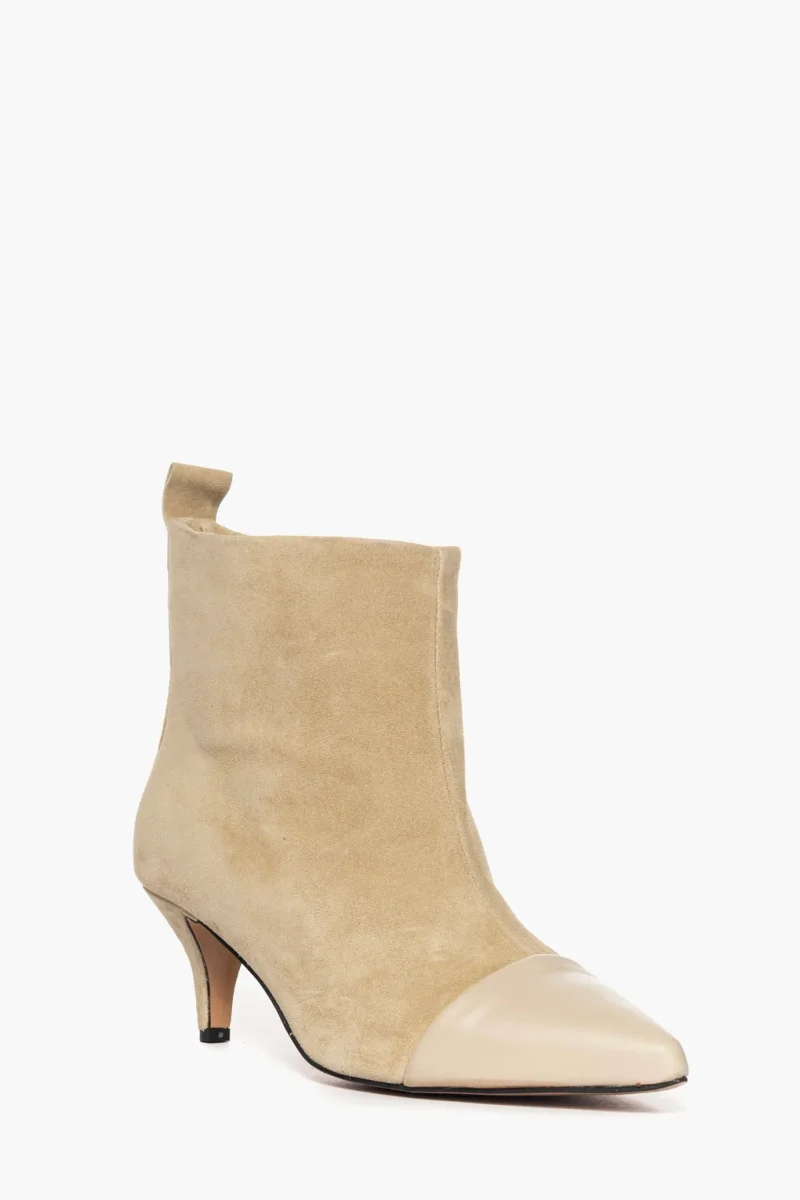 Stivaletti 2505 camoscio beige e punta in pelle beige - immagine 3
