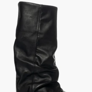 Stivali Megan 1349 con risvolto in pelle nero morbido