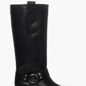 Stivale anfibio Megan 1347 pelle nero punta quadra