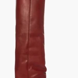 Stivali con zeppa e risvolto in pelle bordeaux 1721