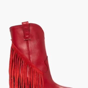Stivaletti Gabriella 8 pelle rosso con frange
