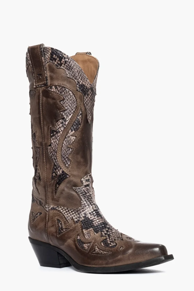 Stivali Oldwest 1 nabuk taupe e anaconda - immagine 3