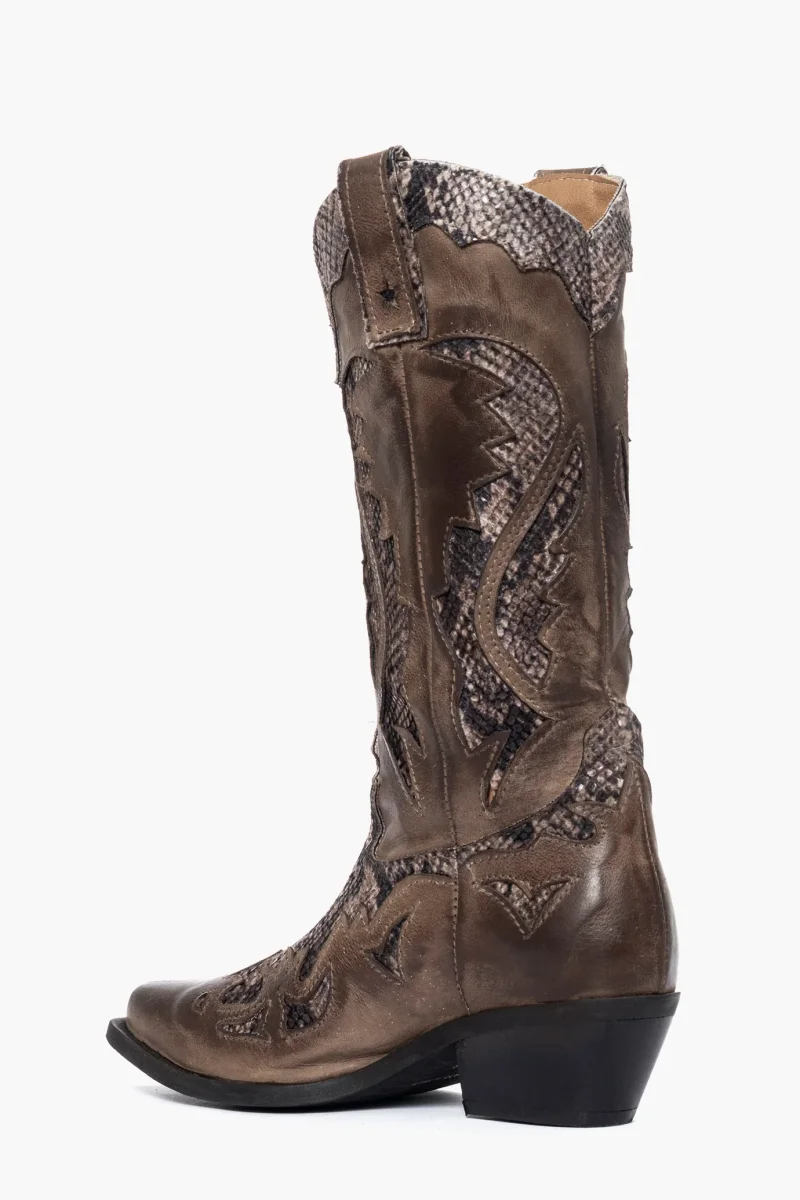 Stivali Oldwest 1 nabuk taupe e anaconda - immagine 5