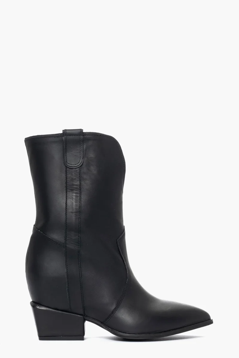Stivaletti Zoe pelle nero con rialzo interno