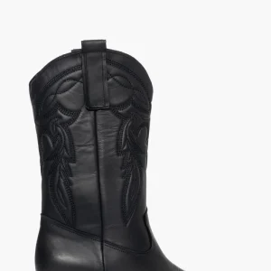 Stivale pelle nero con ricamo New Old 1222