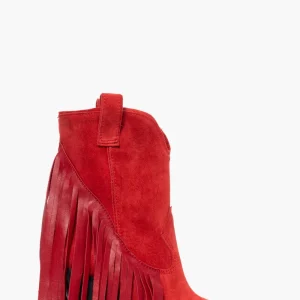 Stivaletti camoscio rosso e pelle con frange Gabriella 8