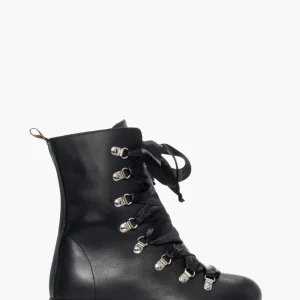 Stivaletti Oxford 100 pelle nero con lacci raso