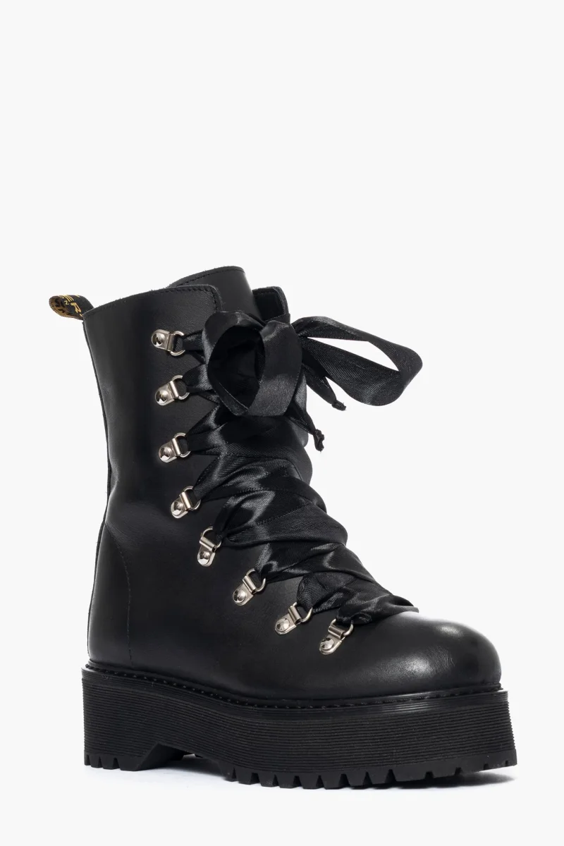 Stivaletti Oxford 100 pelle nero con lacci raso - immagine 3