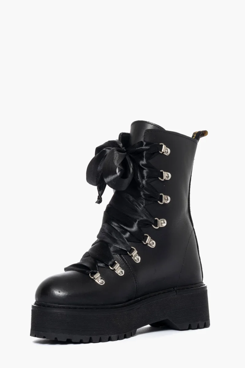 Stivaletti Oxford 100 pelle nero con lacci raso - immagine 4