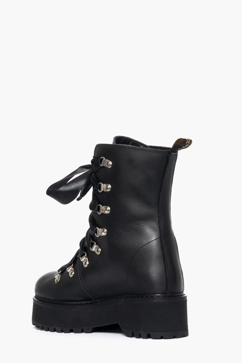 Stivaletti Oxford 100 pelle nero con lacci raso - immagine 5