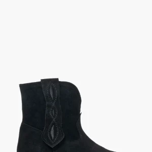 Stivaletti camoscio nero con ricamo 292