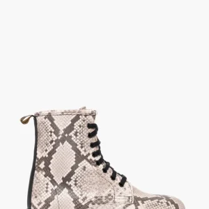 Stivaletti con lacci pitone cipria e nero Oxford