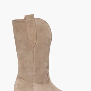 Stivali con rialzo interno e ricami in camoscio taupè Roma 288
