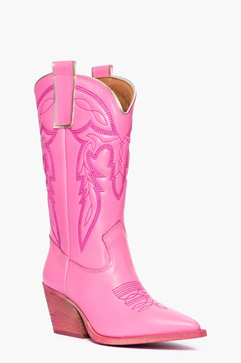 Stivali Irene Mers pelle rosa con ricamo - immagine 3