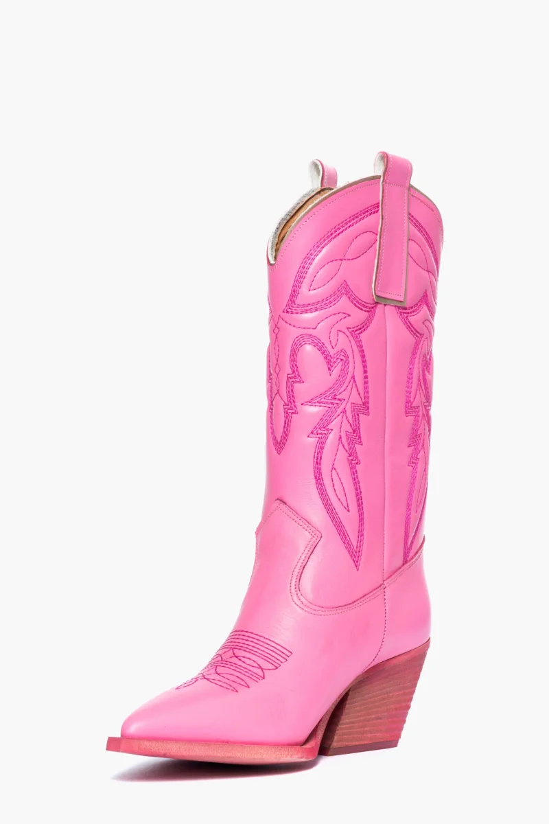 Stivali Irene Mers pelle rosa con ricamo - immagine 4
