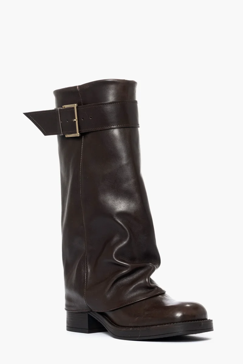 Stivale in pelle testa di moro con fibbia Valentina - immagine 3