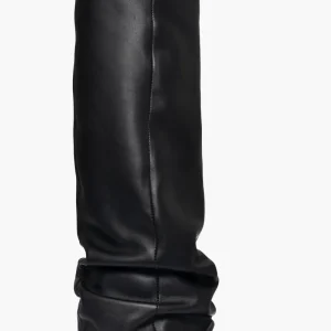 Stivale pelle nero con risvolto punta quadrata 1845