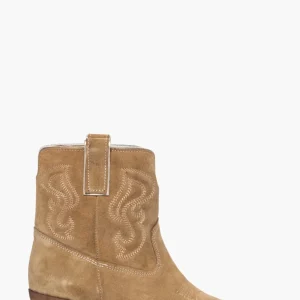 Stivaletti New Old 1220 camoscio taupe con ricamo