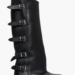 Stivale pelle nero con fibbie Harley Prince