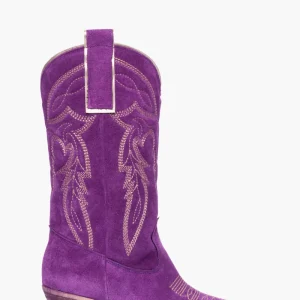 Stivali Irene Mers camoscio viola con ricamo