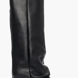 Stivali pelle nero con risvolto aggrappato Irene Ket