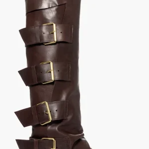 Stivale pelle testa di moro con fibbie 293