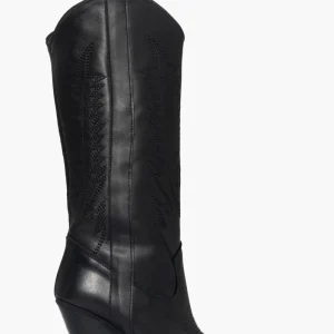 Stivali Cecilia 2 pelle nero con ricamo nero