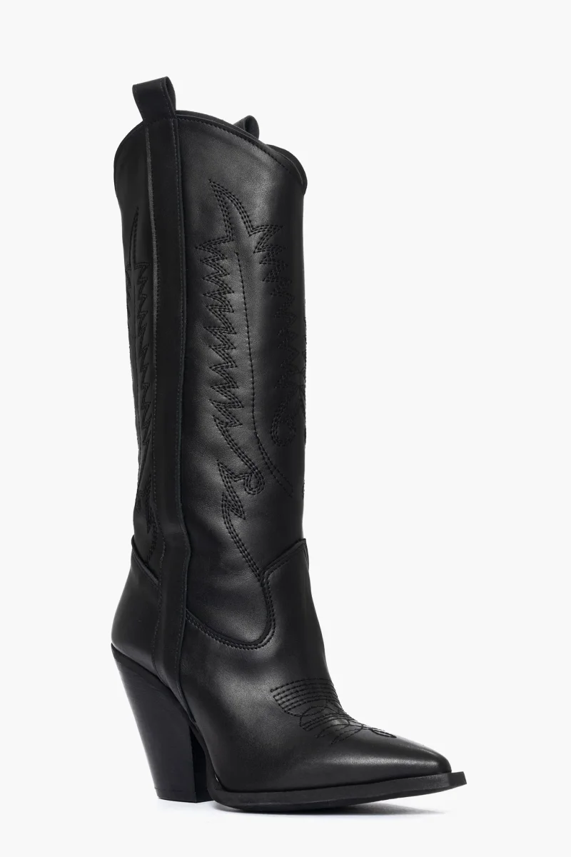 Stivali Cecilia 2 pelle nero con ricamo nero - immagine 3