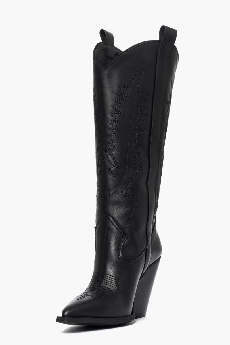 Stivali Cecilia 2 pelle nero con ricamo nero - immagine 4